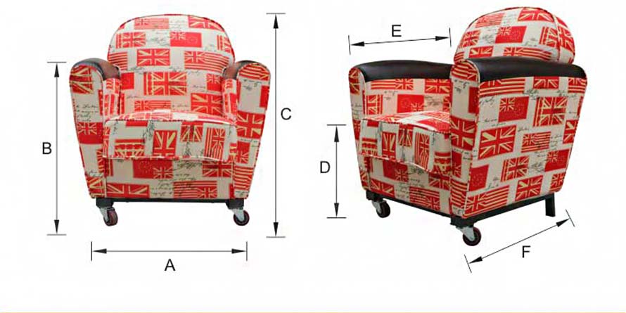 夢達簡約網(wǎng)吧單人沙發(fā)尺寸示意圖