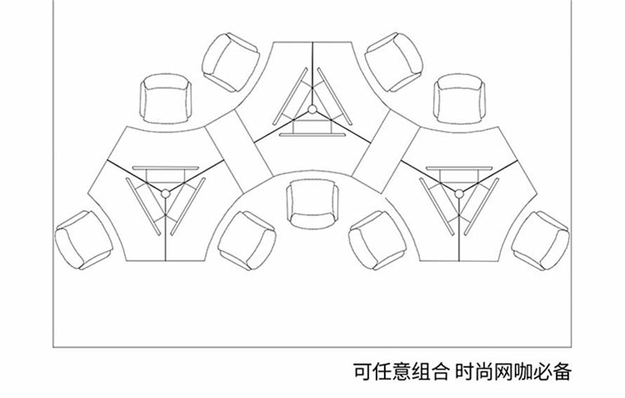 夢達網(wǎng)吧異形桌擺放平面設計圖