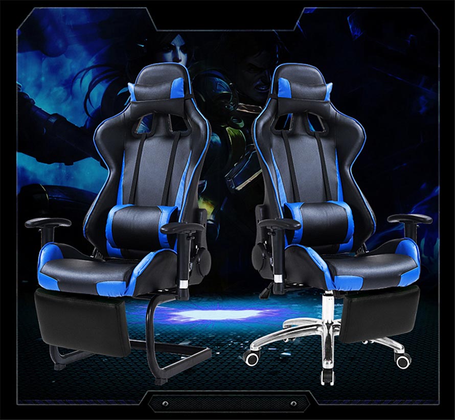 夢達(dá)新款網(wǎng)吧電競椅設(shè)計(jì)效果圖（藍(lán)黑色款）