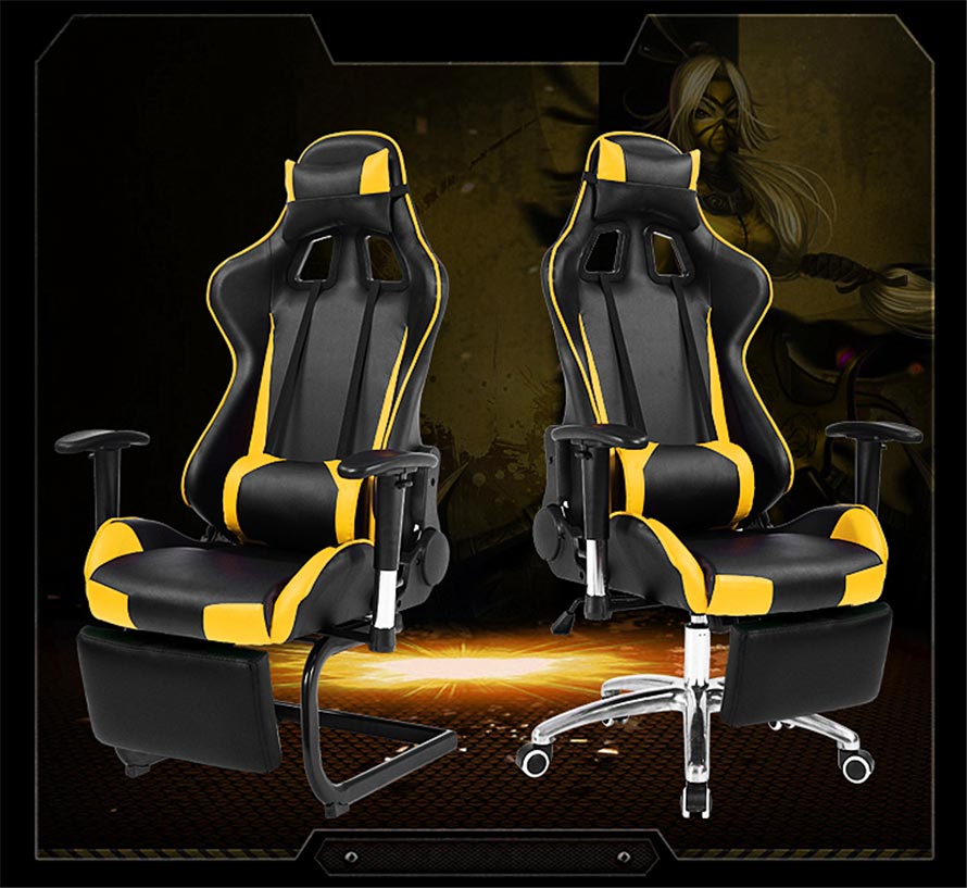 夢達(dá)新款網(wǎng)吧電競椅設(shè)計(jì)效果圖（黃黑色款）