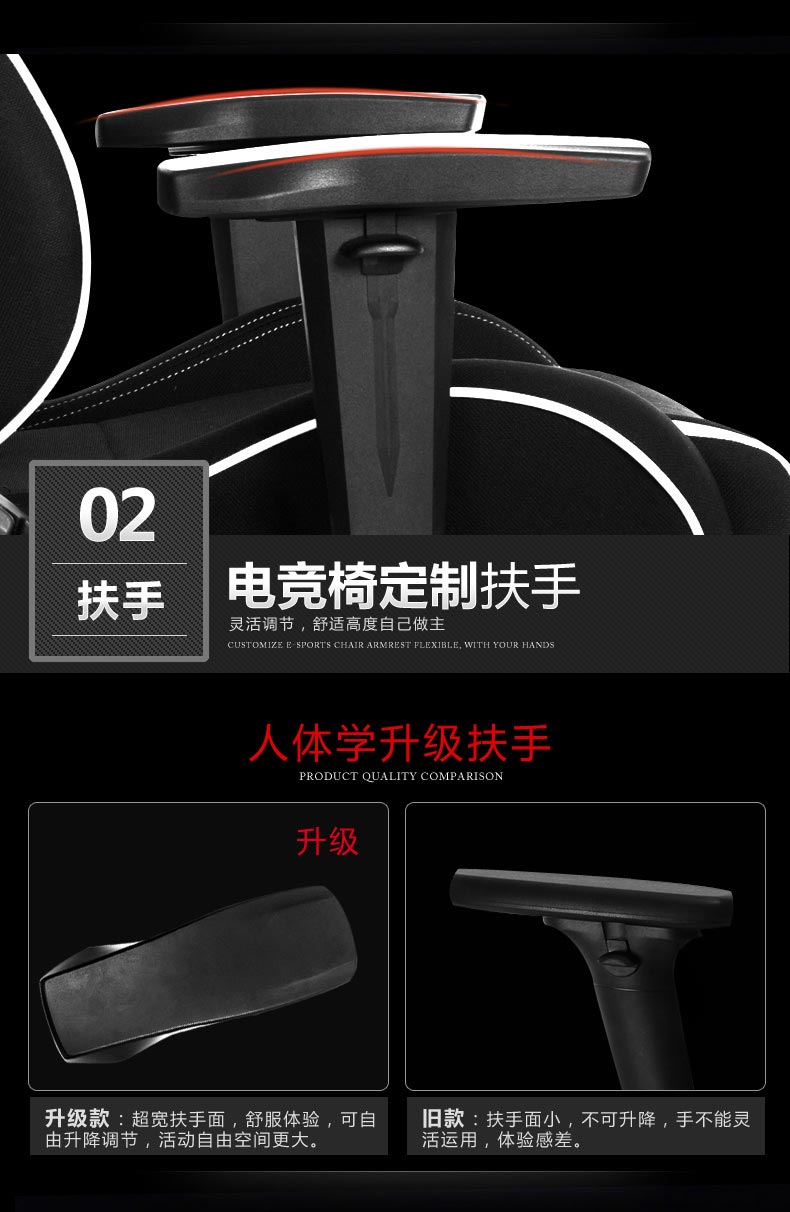 夢達(dá)多功能網(wǎng)吧椅超寬扶手面電競專用扶手