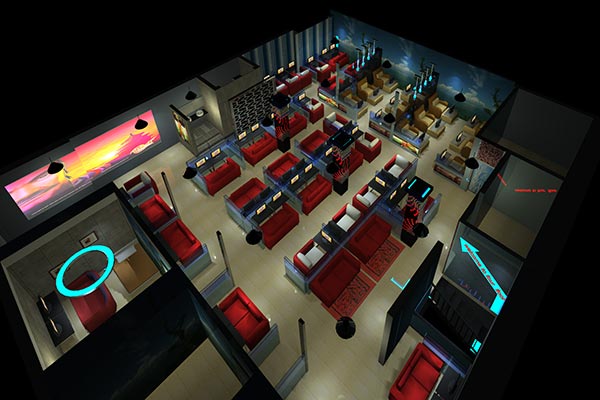 網(wǎng)吧桌椅布局3D設(shè)計(jì)圖