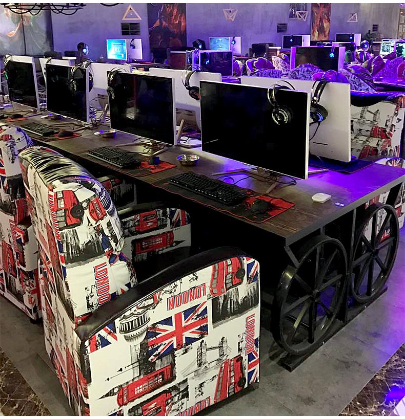 夢(mèng)達(dá)網(wǎng)吧連體桌椅裝修效果圖